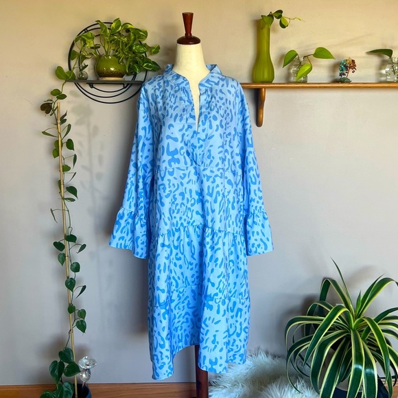 Dresses & Skirts - NWOT Boho Flare Sleeve Dress Leopard Print Pleated Party  Beach Dress